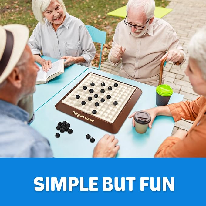 Juego Magnético, Juegos de Mesa para Adultos y Niños con Tablero de Almacenamiento, Juegos Familiares para Niños y Adultos, Juego Magnético de Ajedrez para Noche de Juegos Familiares, 2-4 Jugadores