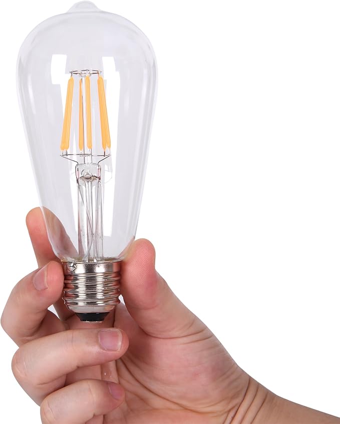 Pack 6 Bombillas LED Filamento ST48 6W | Base E12 | Blanco Cálido 2700K | Regulables | Equivalente 60W