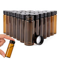 Njvial 28Pcs 30ml(1oz) Small Amber Glass Vials with Lids Lab Sample Vials Empty Refillable Portable Glass Bottles with Screw Caps for Essential Oils Liquid Samples DIY Craft Travel Use