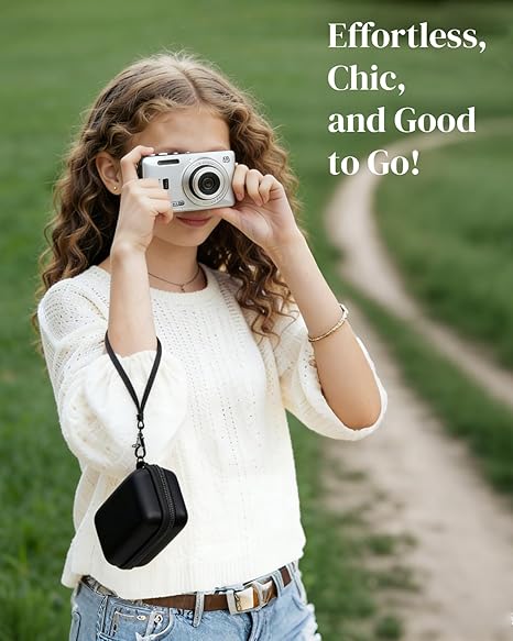 Funda para Cámara Compatible con Cámara Digital KODAK PIXPRO FZ45-BK/FZ55, CAMKORY DC403, STUOGYUM DC402-AF, Estuche Compacto de Viaje con 3 Ranuras para Tarjetas SD y Bolsillo de Malla