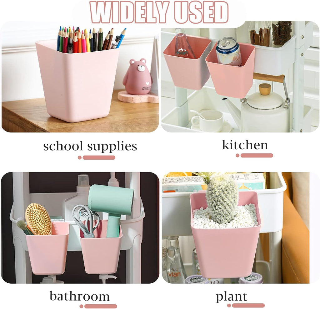 Paquete de 6 portavasos, organizador de carrito rodante, accesorios para carrito de almacenamiento, cubo colgante para niños