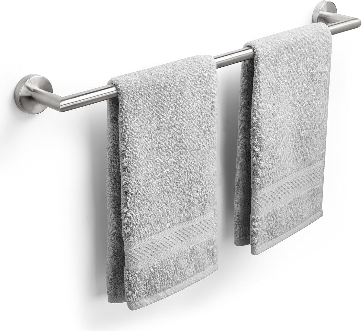 Barra para toallas de baño de 24 pulgadas, toallero de pared, soporte para toallas de baño, barra para toallas moderna, colgador de toallas de baño plateado, acero inoxidable con acabado cepillado, accesorios de baño, barra para toallas individual