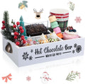 Organizador de estación de café y chocolate caliente navideño Soaoo, caja de madera decorativa con asa, soporte para cápsulas de café para encimera, contenedores decorativos navideños, accesorios de bar (blanco) 