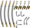 Extensiones de vástago de válvula VOTNMIC, 2 piezas de 7 pulgadas y 2 piezas de 12 pulgadas, extensores de vástago de válvula trenzados de acero inoxidable flexibles dobles, 6 piezas de extensores de vástago de válvula de latón de 45, 90 y 135 grados