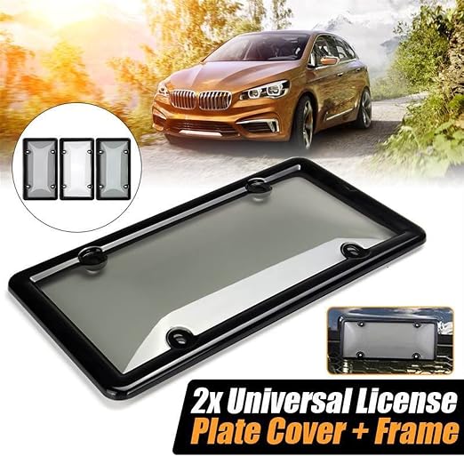 Funda para matrícula, 1 par, universal, para coche o camión, con marco para placa de matrícula, protector de burbujas contra insectos, acrílico, compatible con vehículos con marco de matrícula estándar de EE. UU.