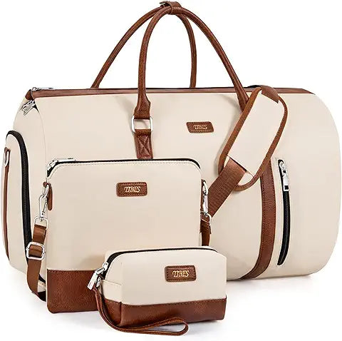 Set 4 Piezas: Bolso de Viaje 2 en 1 Convertible 50L con Compartimento para Zapatos y Porta Trajes