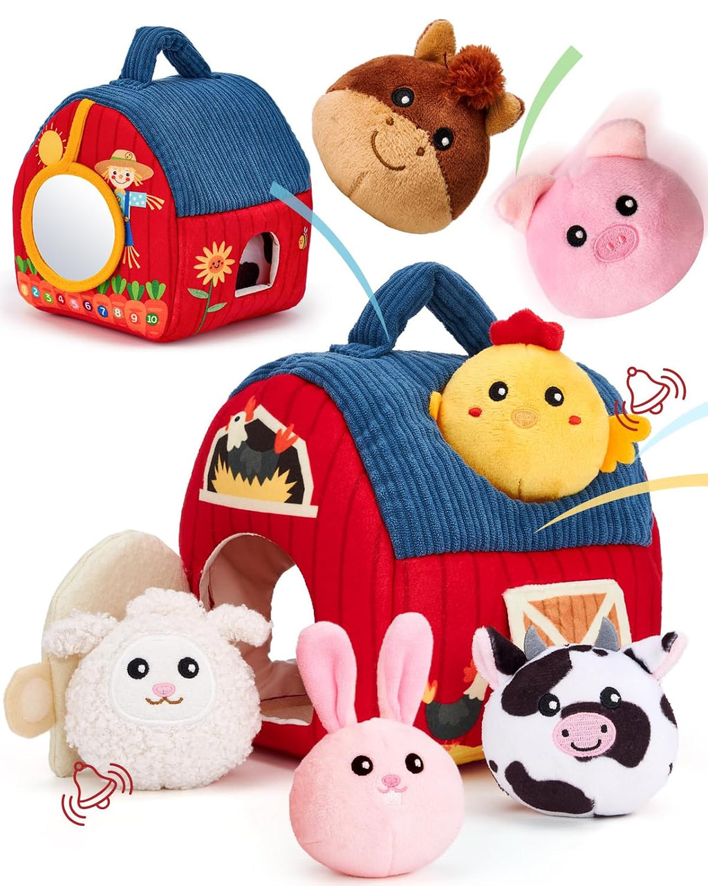 Juguetes para Bebé Hahaland 6-12 Meses | Granja Sorpresa con Animales de Peluche, Sonajero y Pelota Sensorial
