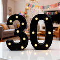 Números LED Marquesína 21,8 cm – Decoración 30 Cumpleaños, Boda y Aniversario | Negro