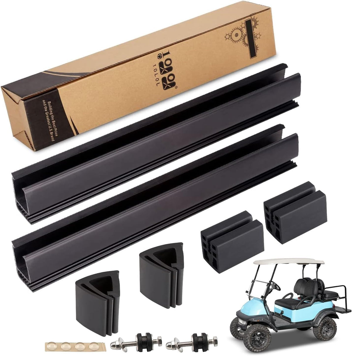 Kit de Montaje de Parabrisas 10L0L para Carrito de Golf Club Car DS y Precedent | Incluye Marco y Clips Inferiores 12.6 Pulgadas | OEM 101444101, 102005801
