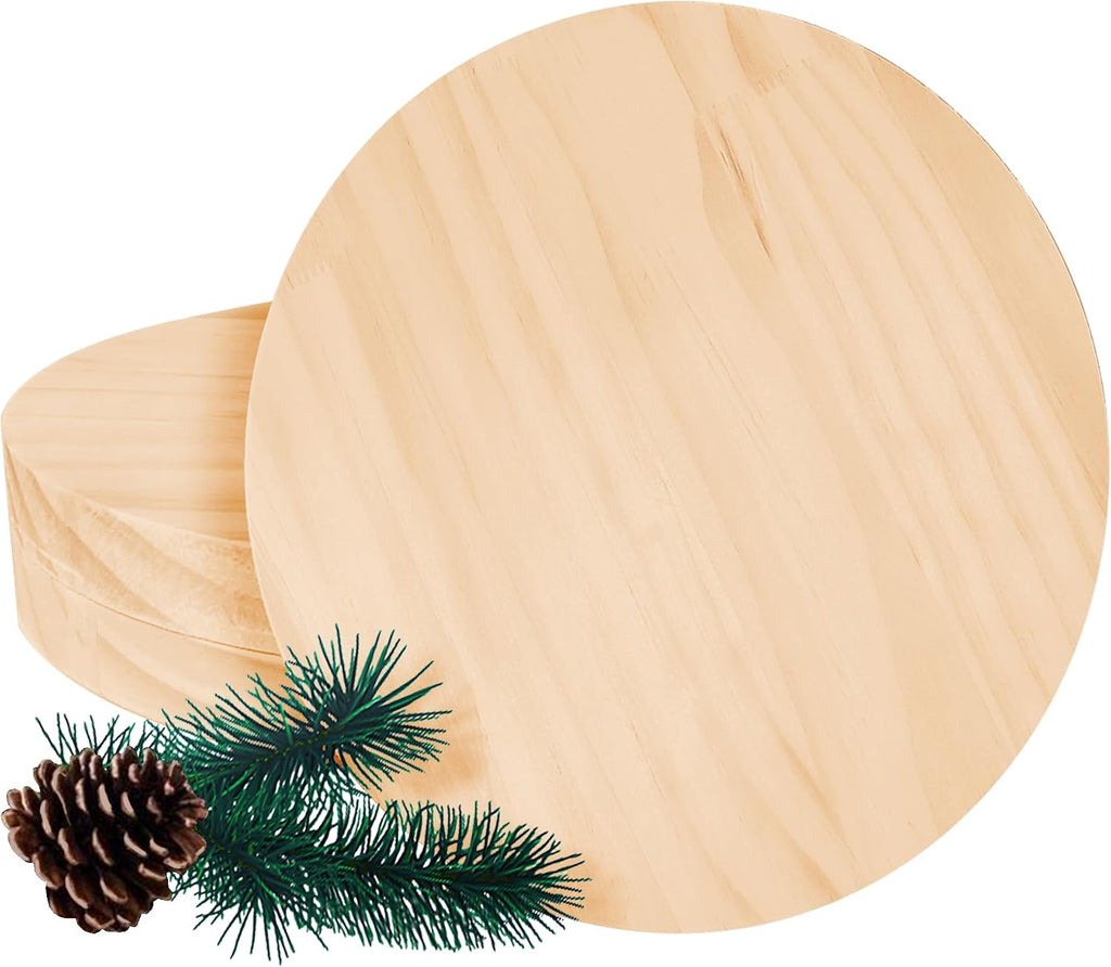 Placa Circular de Pino 30cm | Disco de Madera Redondo sin Terminar para Pintar, Resina y Grabado | DIY Decoracion, Paquete de 4