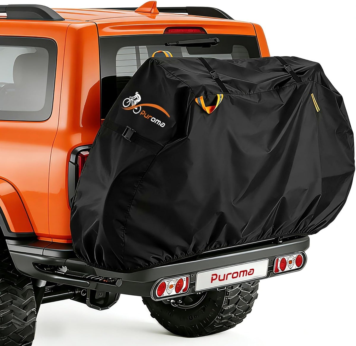 Funda para bicicleta Puroma 600D para transporte en portabicicletas, funda impermeable para bicicleta de exterior en portabicicletas trasero, funda resistente para portabicicletas en enganche de remolque y almacenamiento para viajes.