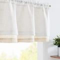 jinchan Cenefas de Lino Estilo Granja para Ventanas de Sala | 40 cm | Doble Capa Cruzada Texturizada | Filtran la Luz | Estilo Rustico de Campo | Bolsillo para Barra | 2 Paneles | Blanco