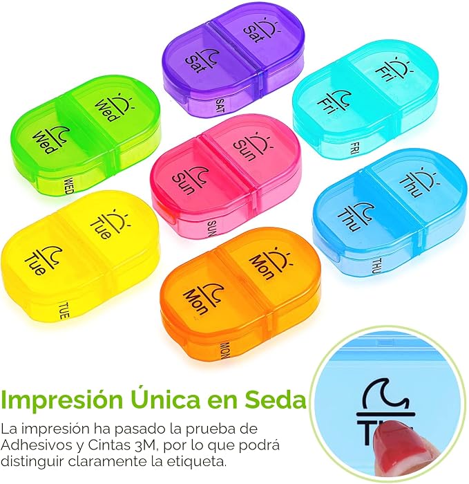 AUVON - Pastillero 2 veces al día, organizador semanal de píldoras AM PM con 7 estuches diarios para vitaminas, medicamentos, medicinas y suplementos