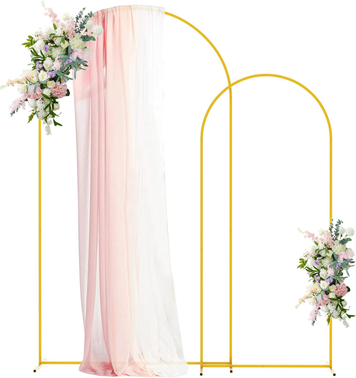 USADO-FALTAN LAS LLAVES ALLEN-Set de 2 Arcos Metálicos Asee'm para Fondo de Eventos | 7.2FT y 6FT | Marco Arqueado Dorado para Bodas, Cumpleaños y Baby Shower