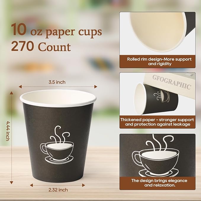 Vasos Desechables de Papel TV TOPVALUE 270 Unidades — 10oz, Para Café, Agua, Jugo y Té, Ideal Para Oficina y Eventos
