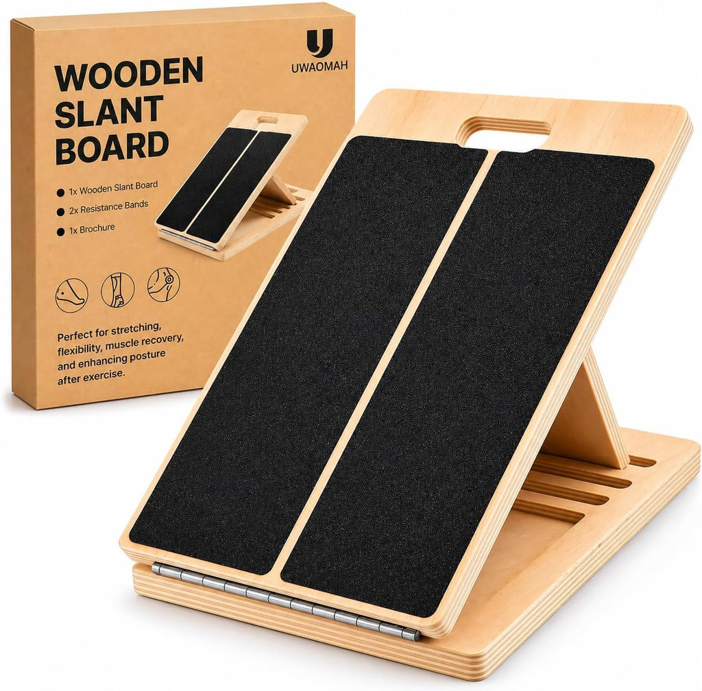 Tabla inclinada Uwaomah de 39,4 cm de ancho, 5 niveles de inclinación (20°-45°), antideslizante, para sentadillas y estiramiento de pantorrillas, capacidad de peso de 113 kg, Norma Design.