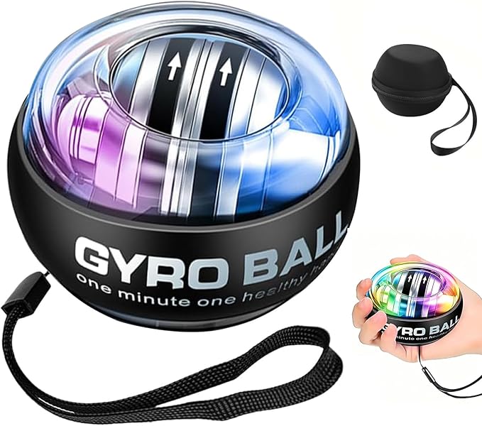 JWKPA Torque Ball Hand Exerciser,Gyro Ball Hand Wrist Exerciser with Counter,Compact and Portable, Auto-Start Colorful Lighting,Designed for Fitness Enthusiasts and Office Workerss(Black)