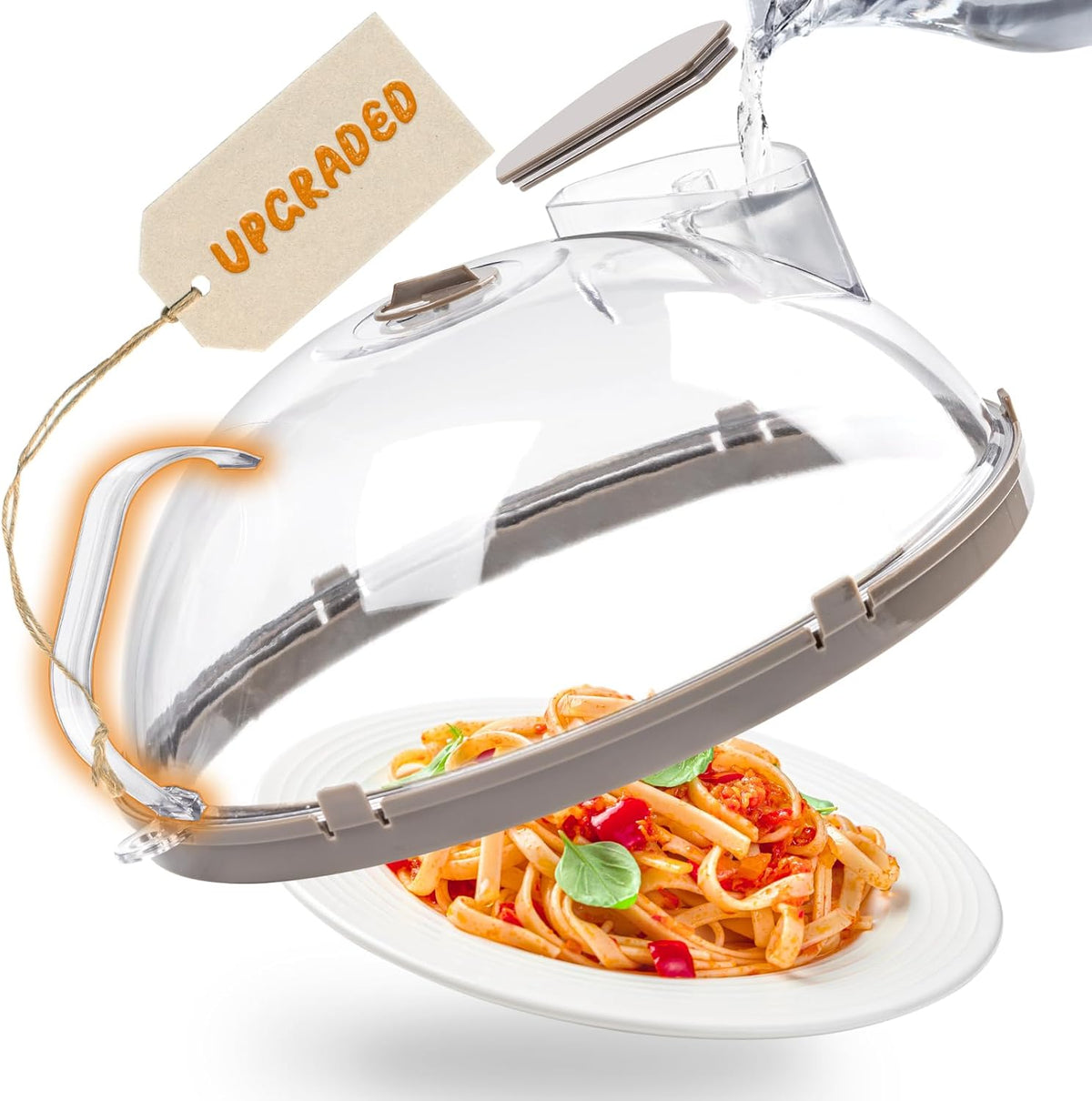 Tapa antisalpicaduras para microondas, tapa mejorada para microondas con vaporizador de agua, asa integrada, tapas para platos, protector antisalpicaduras, tapa para utensilios de cocina, artículos esenciales para el hogar, ideal para regalar, 25 cm (10