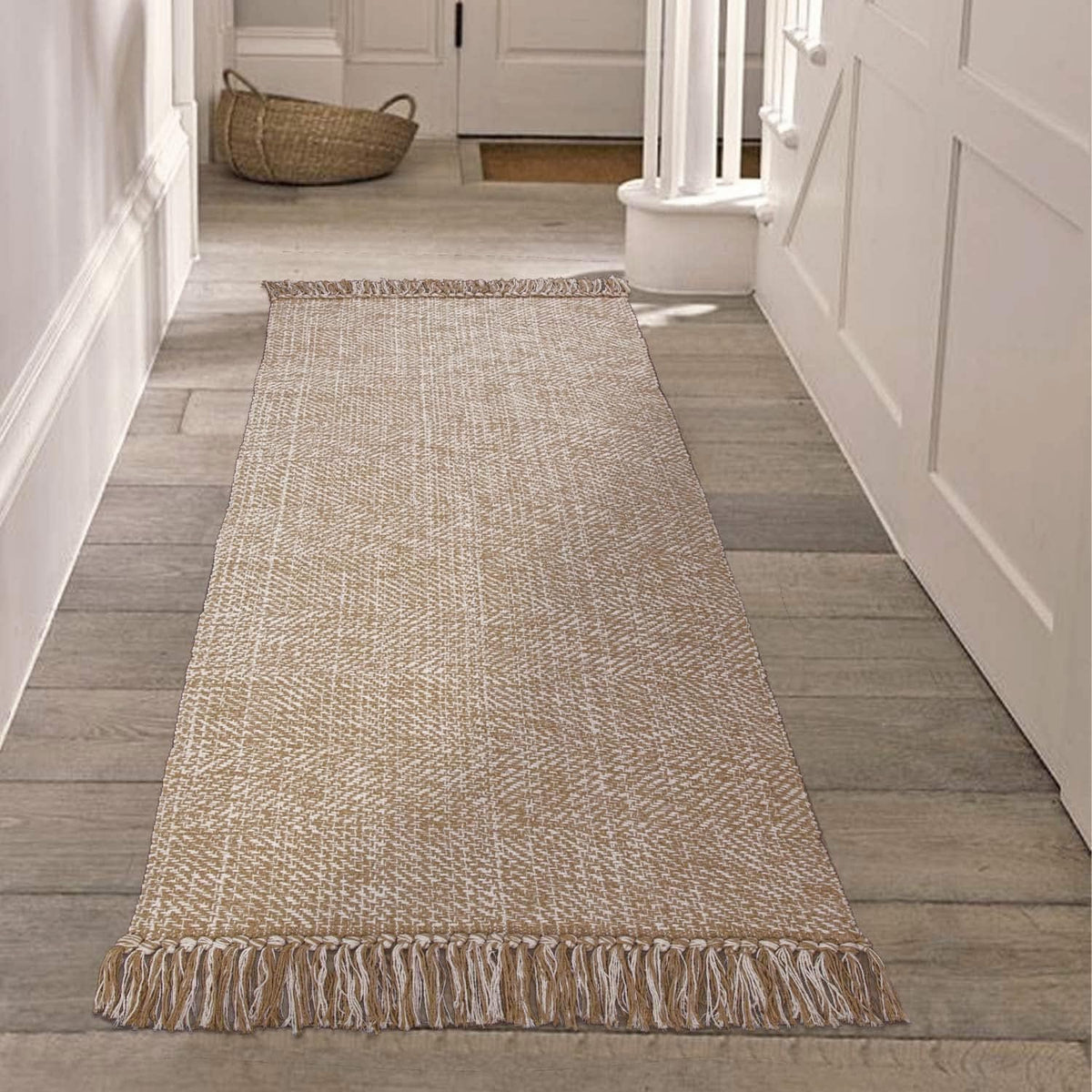 Collive Alfombra de Pasillo 61x152 cm | Suave y Lavable, Tan Contemporánea | Algodón Tejido a Mano para Dormitorio, Entrada y Cocina Farmhouse