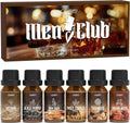 Set Aceites Esenciales SALUBRITO Men's Club — 7 Fragancias Masculinas para Difusor, Jabón y Velas: Sandalwood, Teakwood, Tabaco y Más