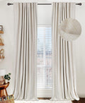 Cortinas Opacas 100% Escudo de Oscuridad para Dormitorio 2,13 m Largo Con Argolla/Bolsa Varilla Cortinas Sala Aisladas Térmicamente Juego 2 Paneles 1,27 m Ancho x 2,13 m Largo Crema