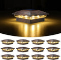 Luces Solares Tapa Poste VOLISUN 12 Piezas, Luces Poste Impermeable Postes 10x10 cm Madera/Vinilo, Blanco Cálido/Frío, Jardín Patio Porche