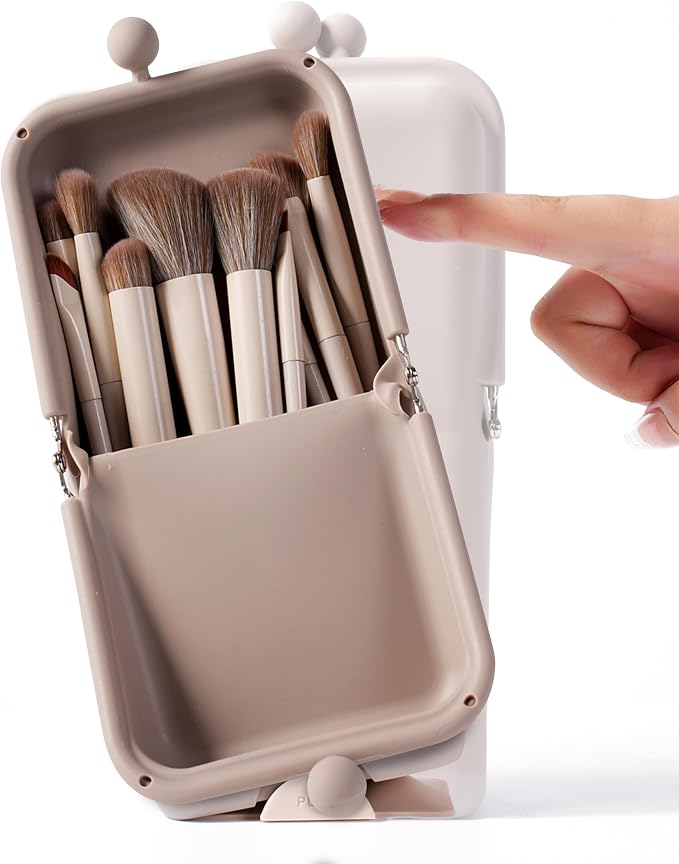 Estuche para brochas de maquillaje, neceser de viaje con base de succión, organizador de cosméticos portátil para viajes y hogar, organizador para brochas, herramientas y accesorios de belleza
