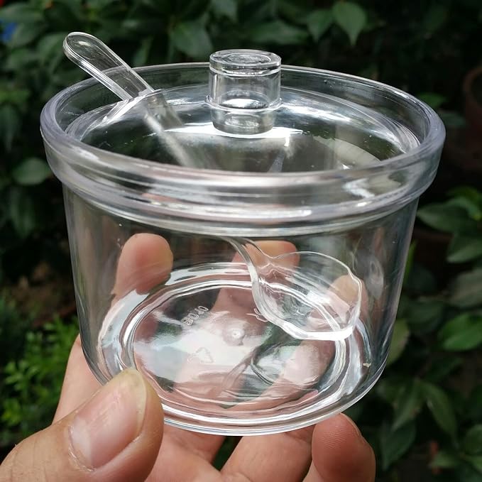 Juego de 4 azucareros de acrílico transparente con tapa, cuchara de sal, almacenamiento de azúcar con tapa para azúcar, sal, té, especias, hierbas, condimentos