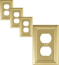 OKAWYC Cubierta Salida Dúplex de Luz Placa de Pared Metal Adler, 4 Paquetes Latón Cepillado 1 Banda, para Receptáculo Interruptor Luz, Cubierta Interruptor Decorativa Resistente