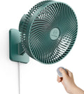 Ventilador de pared LEMOISTAR de 10 pulgadas con control remoto, oscilación de 90°, 4 velocidades, temporizador de 4 velocidades, inclinación ajustable, cable de 70 pulgadas, silencioso, para dormitorio, garaje, caravana, oficina, hogar y patio - Verde