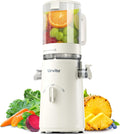 USADO-Máquinas exprimidoras, 2 en 1 exprimidor de prensa en frío para jugo y sorbete, apto para verduras y frutas con canal de 5 pulgadas de ancho, potente masticación/alto rendimiento de alto rendimiento, modo Rev, limpieza más fácil (blanco hueso)