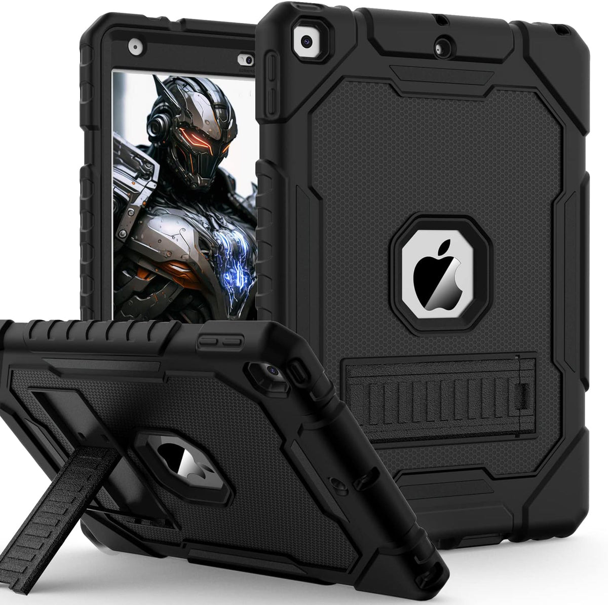 Funda Grado Militar ZoneFoker para iPad 9ª/8ª/7ª Generación (10.2") – Resistente a Golpes con Soporte Integrado | Negro