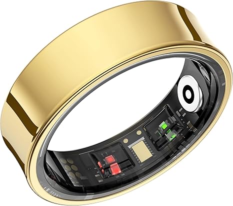 Anillo inteligente para mujeres y hombres – Rastreador de sueño con monitoreo SPO₂/HRV, impermeable 5ATM, sin tarifa de suscripción, batería de 7 días iOS Android (9 tamaños, oro rosa)