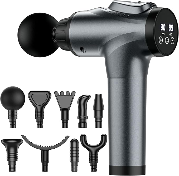 APHERMA Massage Gun – Pistola de Masaje Muscular Profundo 30 Velocidades 9 Cabezales