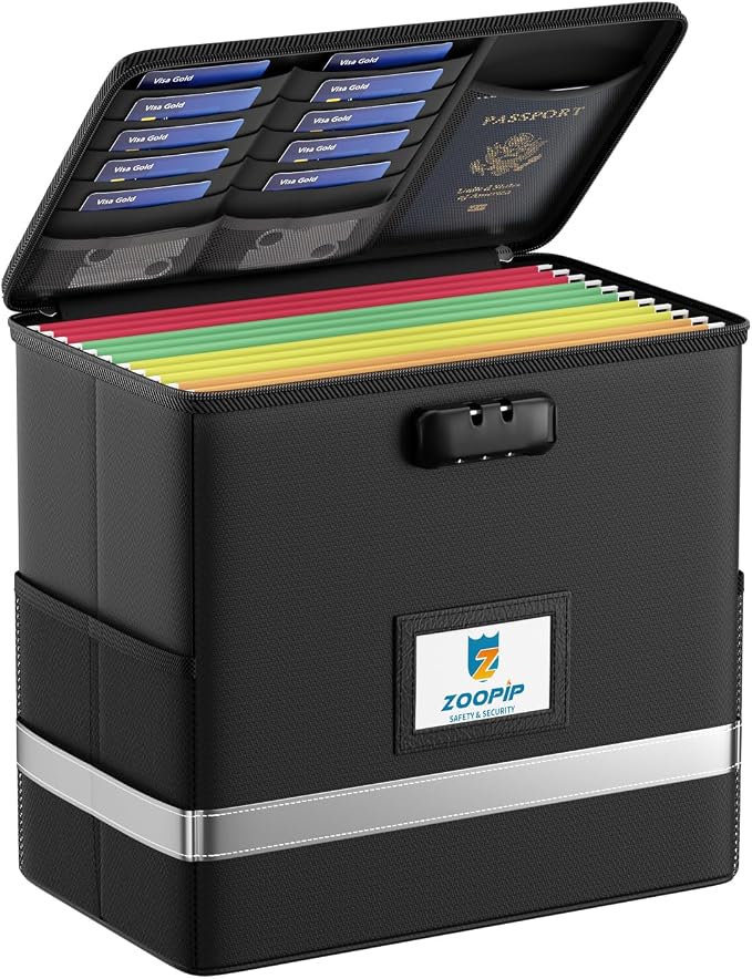 Caja de archivos ignífuga con cerradura, organizador de documentos