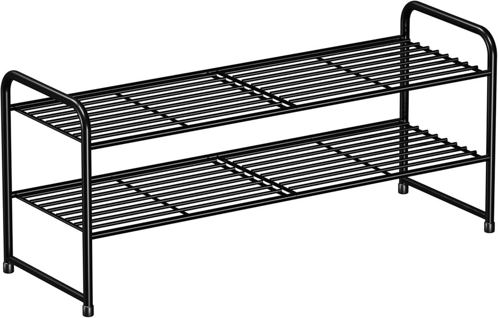 Zapatera Metal 2 Niveles SUFAUY 33" – Organizador Resistente Apilable para Clóset, Color Negro