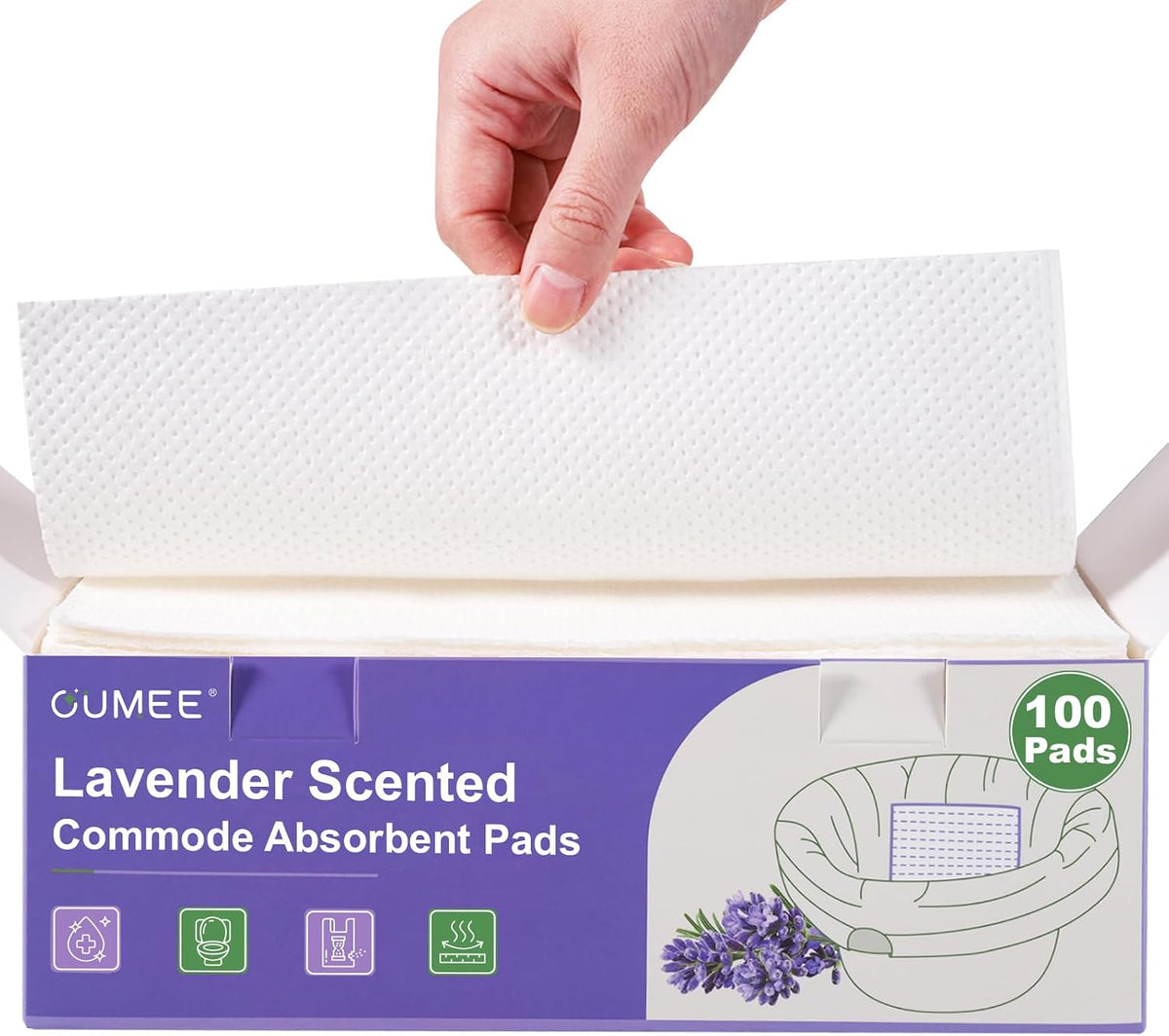 Almohadillas Absorbentes Inodoro OUMEE 100 Piezas - Aroma Lavanda, Grado Médico, Gel Absorbente, para Adultos Mayores