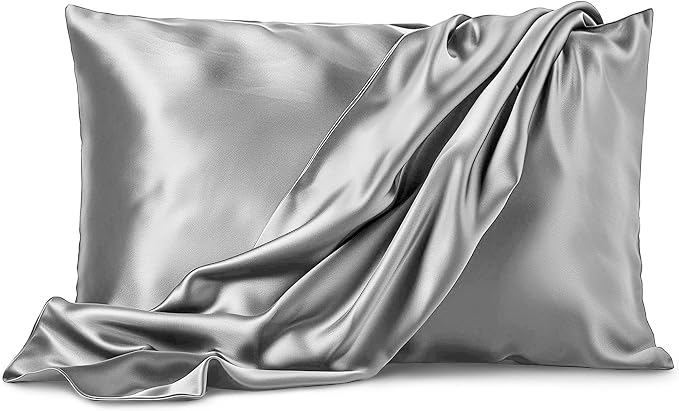 Paquete de 2 fundas de almohada de satén, tamaño Queen (20 x 30 pulgadas, gris), fundas de almohada sedosas para cabello y piel, fundas de almohada de satén con cierre de sobre, microfibra extra suave de alta calidad