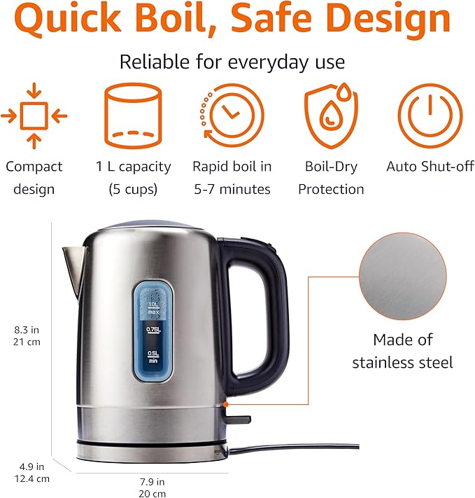 Hervidor eléctrico de acero inoxidable para té y café