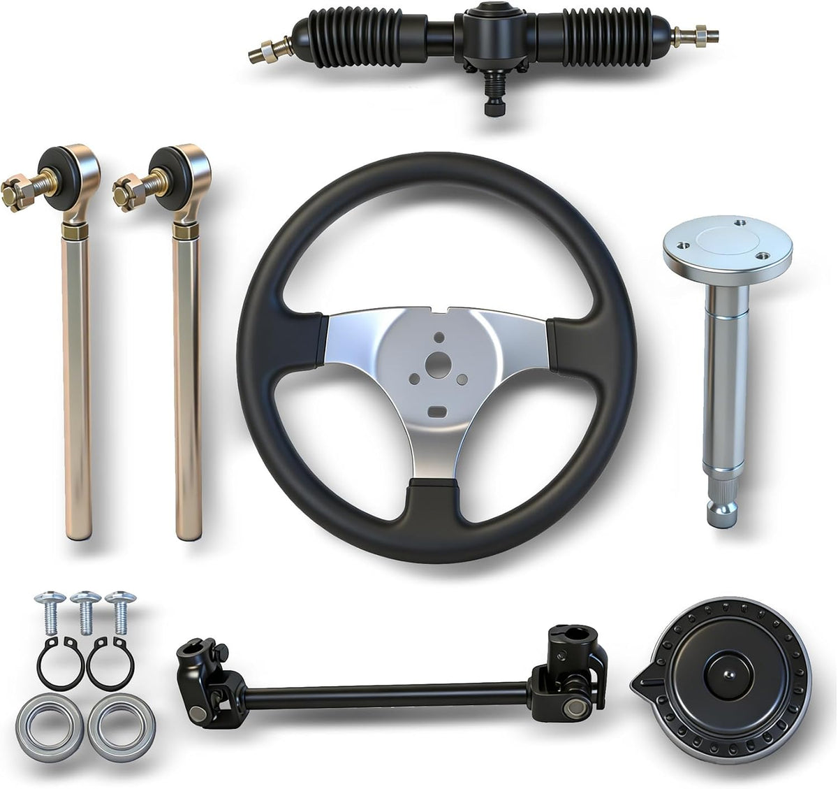 Kit de Volante de Dirección waltyotur 300mm con Cremallera y Piñón 320mm | VIENE EXACTAMENTE COMO SE MUESTRA EN LA SEGUNDA IMAGEN )