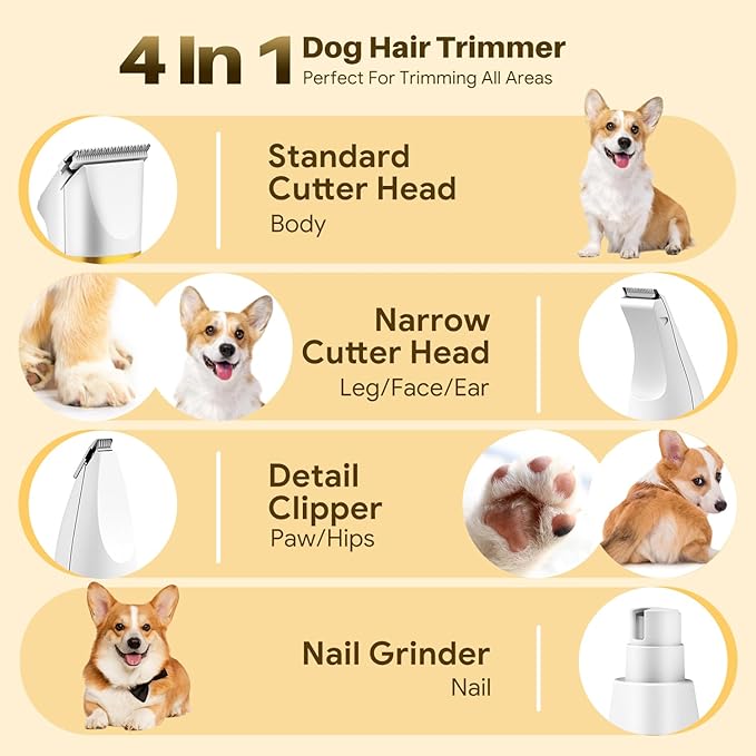 Kit de Grooming 4 en 1 para Perros y Gatos – Usado | Recortador Eléctrico Inalámbrico + Pulidor de Uñas