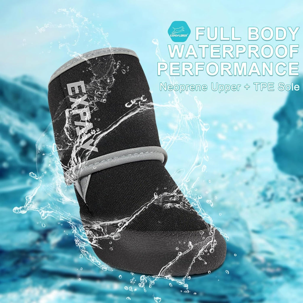 Zapatos antideslizantes EXPAWLORER para perros: botas impermeables para perros, protección para las patas contra el calor, tiras reflectantes, suela de goma resistente para senderismo y caminatas al aire libre.