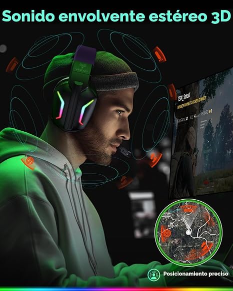 WESEARY Auriculares inalámbricos para juegos para PS5, PS4, PC, Switch y Mac, latencia ultra baja de 20 ms, USB de 2.4 GHz y Bluetooth 5.4 auriculares para juegos con micrófono, batería de 50 horas | Bluetooth 5.4