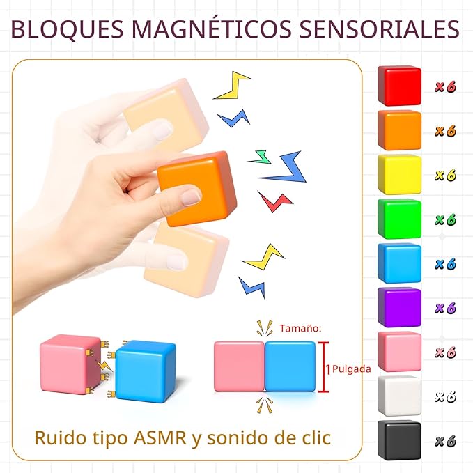 Apluses Bloques Magnéticos 54 PCS | Juguete STEM Montessori para Niños 3-5 Años