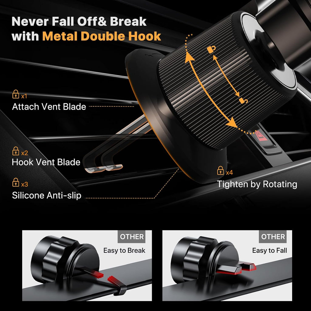 Miracase Soportes para teléfono para tu coche con gancho de metal, soporte para teléfono celular de ventilación de aire, soporte universal para automóvil para Garmin GPS Fit iPhone Android Y IOS