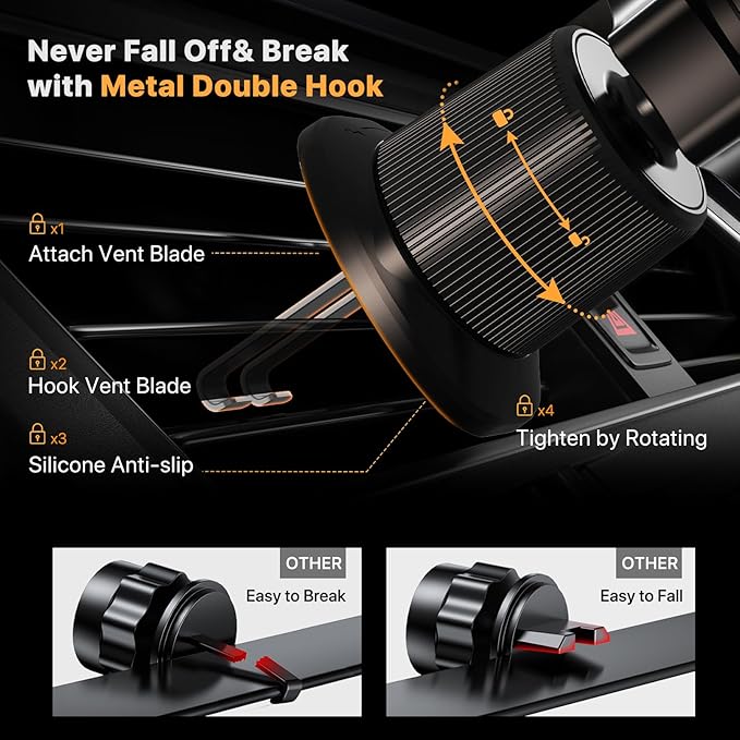 Miracase Soportes para teléfono para tu coche con gancho de metal, soporte para teléfono celular de ventilación de aire, soporte universal para automóvil para Garmin GPS Fit iPhone Android