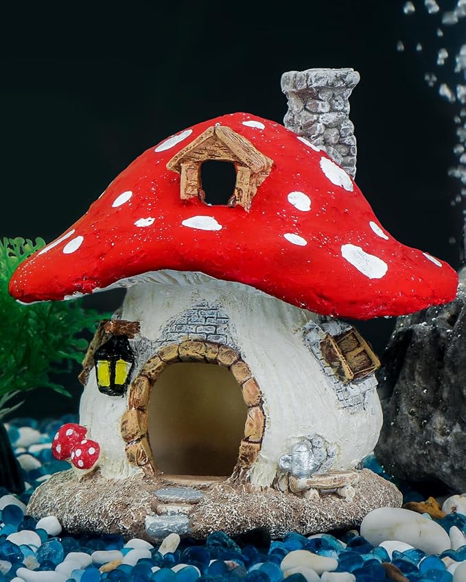 Casa de hongo de acuario Uniclife, adorno de resina para pecera