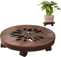 Soporte de Madera GZQWDC para Plantas de Interior | con Ruedas Bloqueables | Base Rodante Resistente para Macetas | Cafe 13 Pulgadas