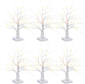 Macarrie - 6 abedules con luces LED, decoración navideña para bodas, ramas artificiales blancas iluminadas, funciona con pilas o USB, centro de mesa brillante, regalo para interiores (45 cm) 