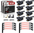 Juego de 8 bobinas de encendido cuadradas MAS, 8 bujías de iridio y cable rojo de 8,5 mm, compatible con Chevy, Cadillac, GMC, Suburban, Silverado, CTS, Sierra, Camaro, Avalanche, Colorado. Reemplazo para UF414.